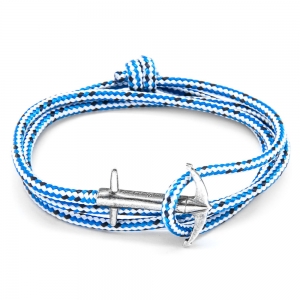BLUE DASH ADMIRAL SILVER AND ROPE BRACELET
