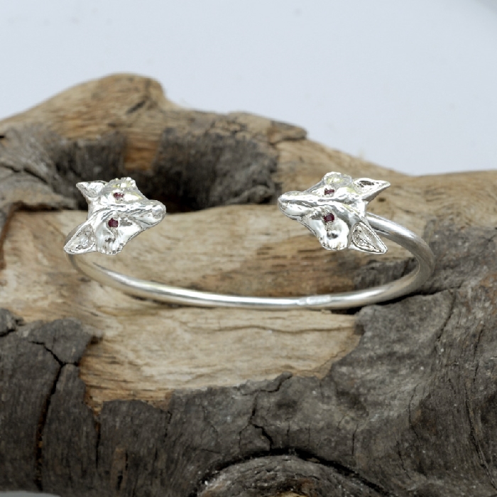 Fox Bangle With Rubies